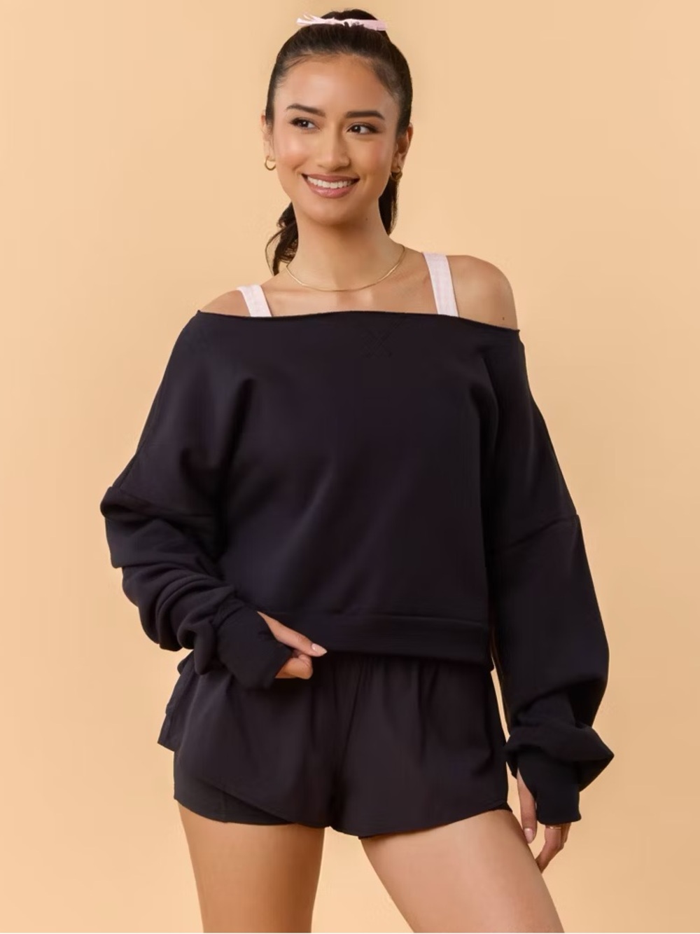 Blogilates women’s Off-Shoulder Black Sweatshirt size 3X new with tags